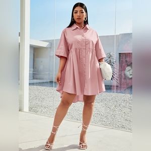 Shein Curve Dusty Pink Shirt Dress